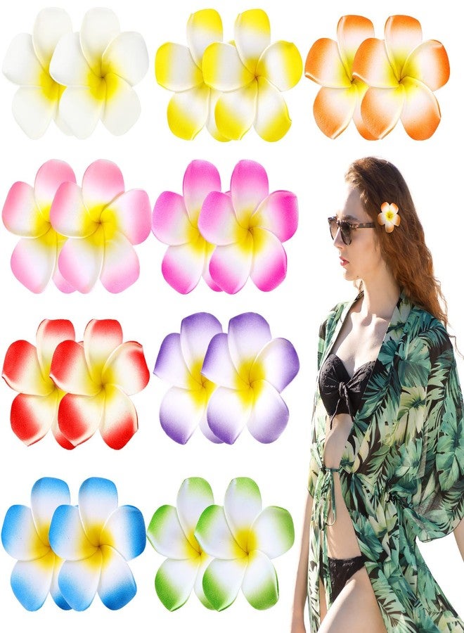 ProSuites 18 Pcs Hawaiian Flower Hair Clips, 2.75 Inch Plumeria Foam Hair Clip Artificial Tropical Flower Hairpins for Beach Vacation Wedding - Image 1